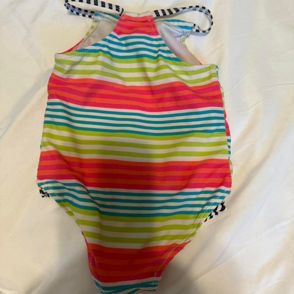 Kiko & Max Girls' 2T Striped One Piece Swimsuit Multicolor